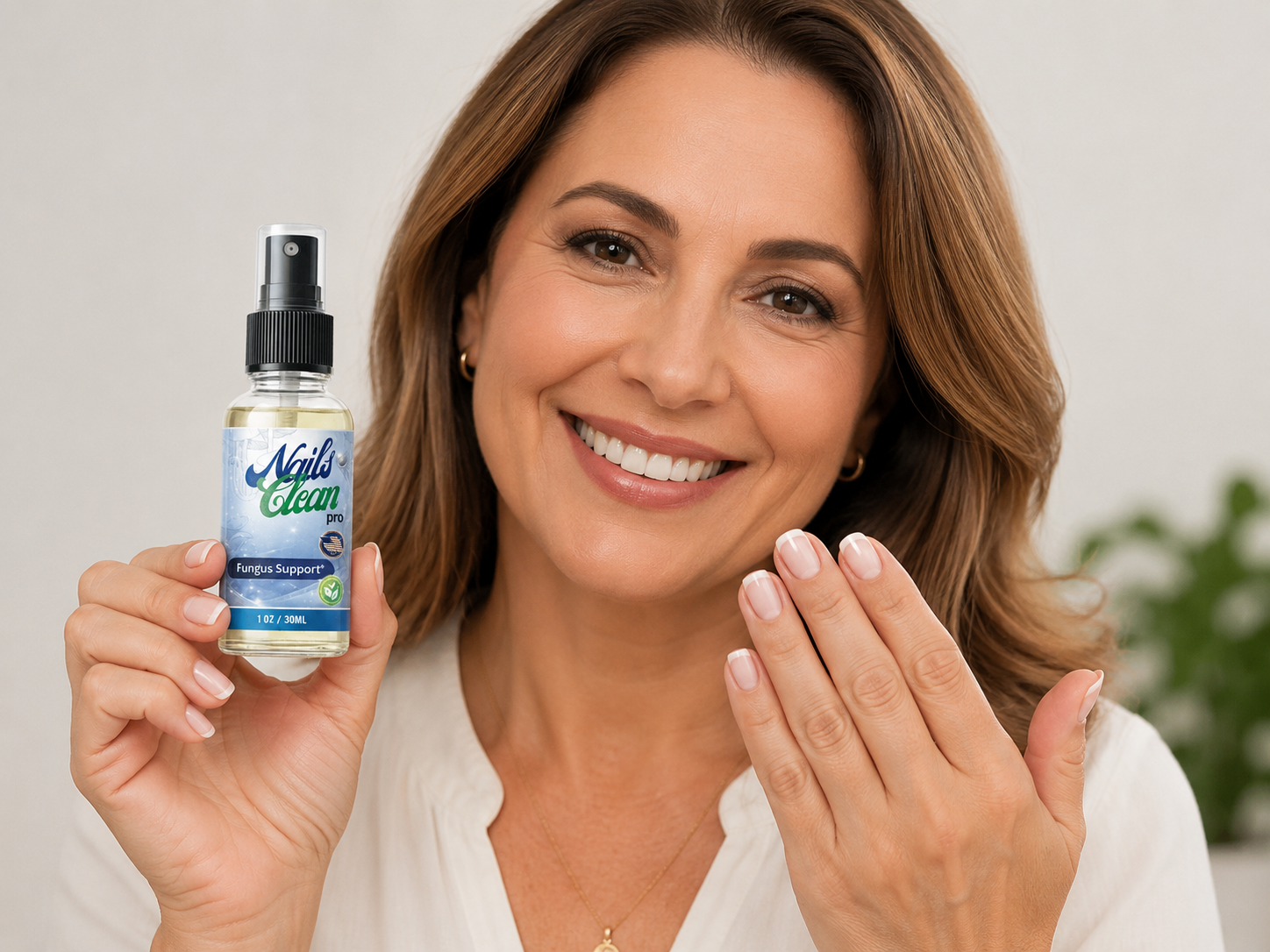 NailsCleanPro formula bottle with healthy nails